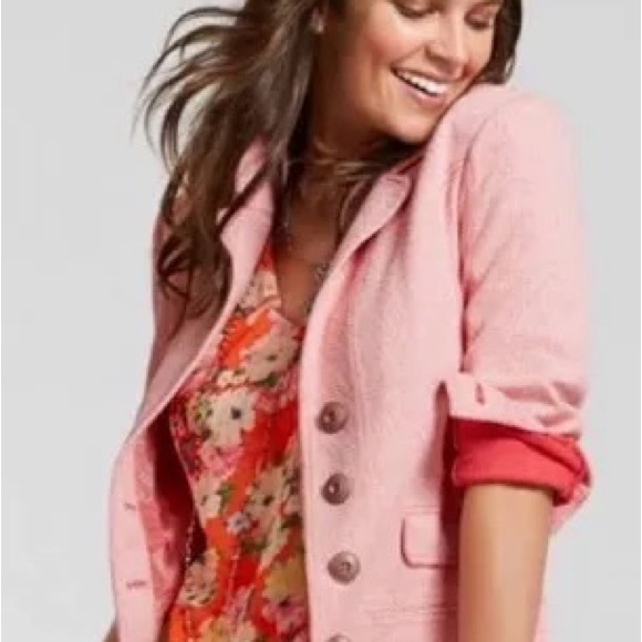 Chico's Jackets & Blazers - Cabi #5301 Amelia Coral Pink Button Up Bomber Jacket; Size Medium